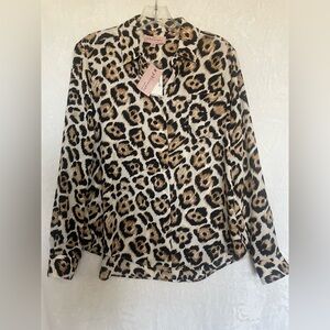 Philosophy Blouse Top Size XS Button Up Animal Print NWT
